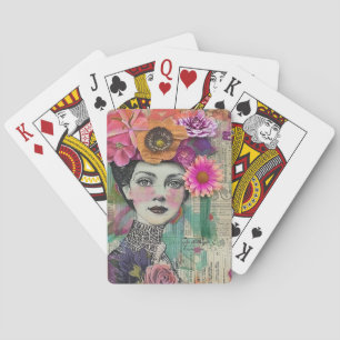 Vintage Scrapbook Collage Face (5) Playing Cards
