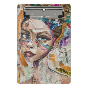 Vintage Scrapbook Collage Face (6) Mini Clipboard