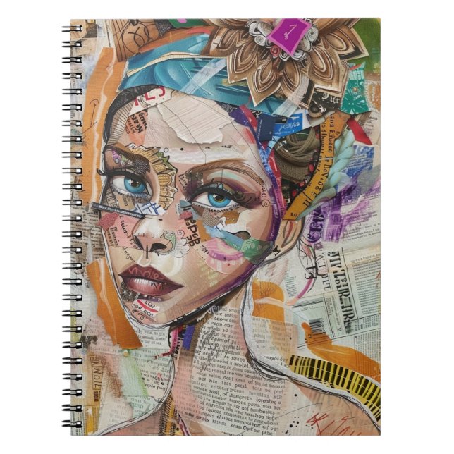 Vintage Scrapbook Collage Face (6) Notebook (Front)