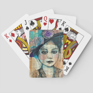 Vintage Scrapbook Collage Face (7) Playing Cards