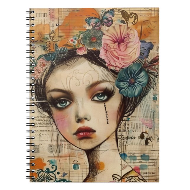 Vintage Scrapbook Collage Face (9) Notebook (Front)