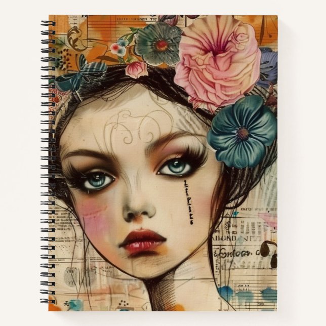 Vintage Scrapbook Collage Face (9) Notebook (Front)