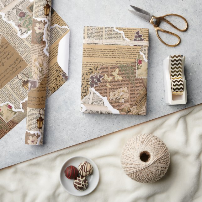 Vintage Scrapbook Journal Aesthetic Wrapping paper (Crafts)