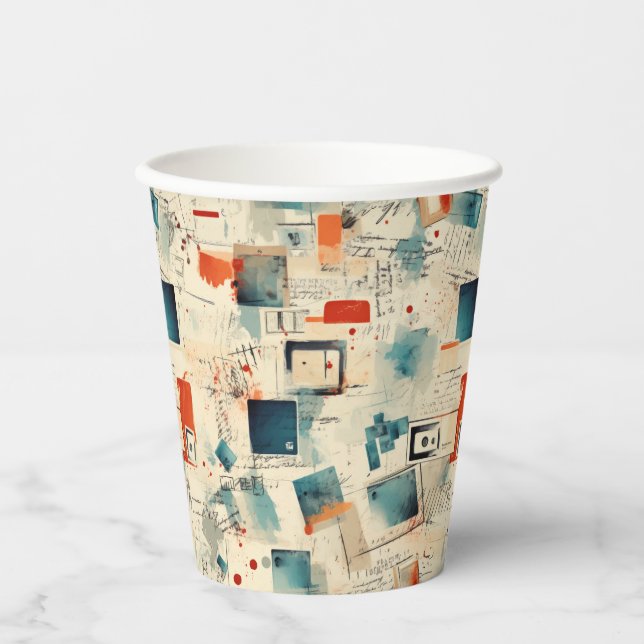 Vintage Scrapbook Pattern (3) Paper Cups (Front)