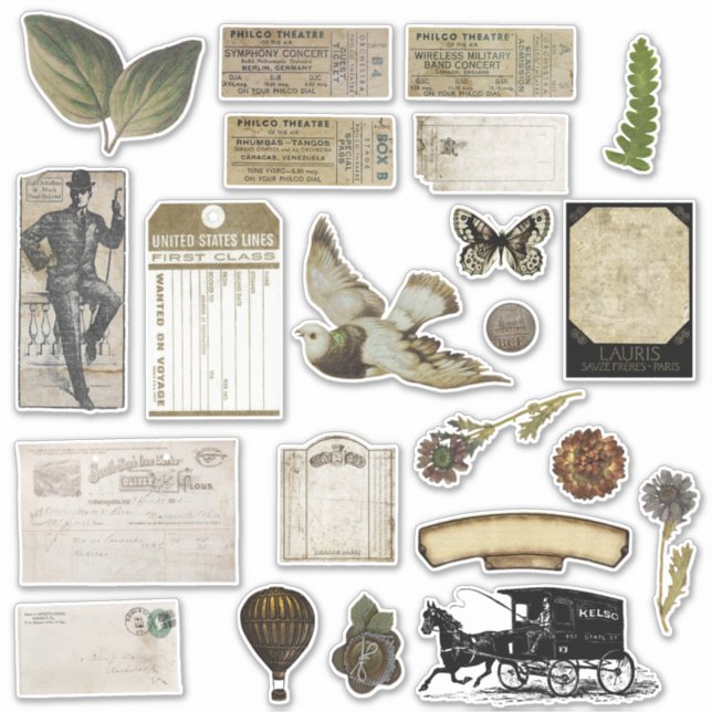 Vintage Scrapbook Stickers Vintage Ephemera   (Front)