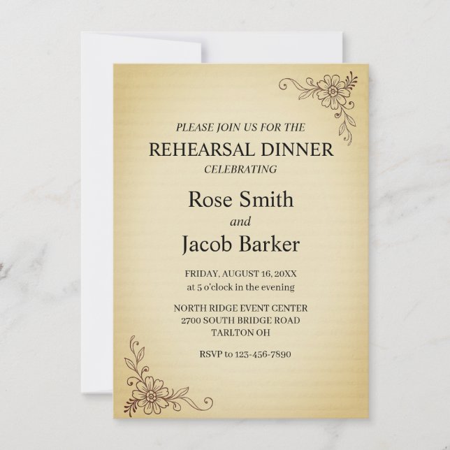 Vintage Scrapbook Style Wedding Rehearsal Dinner Invitation (Front)