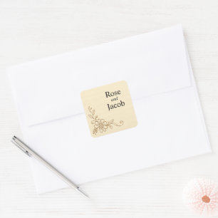 Vintage Scrapbook Style Wedding  Square Sticker