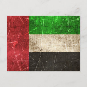 Vintage Scratched Flag of United Arab Emirates Postcard
