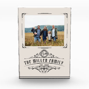 Vintage script decorative border monogram photo block