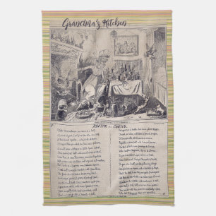 Vintage Script Family Recipe Name Kitchen Towel