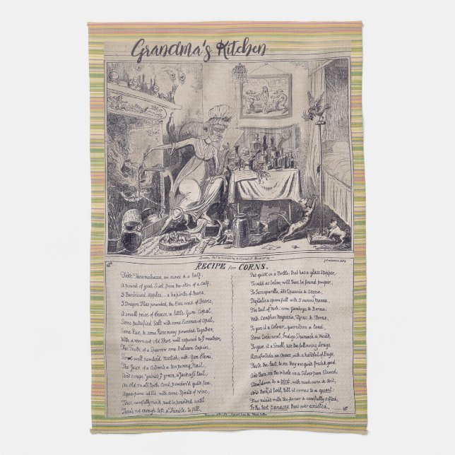 Vintage Script Family Recipe Name Kitchen Towel  (Vertical)