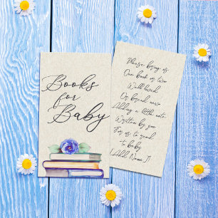    Vintage Script Floral Watercolor Books for Baby Enclosure Card