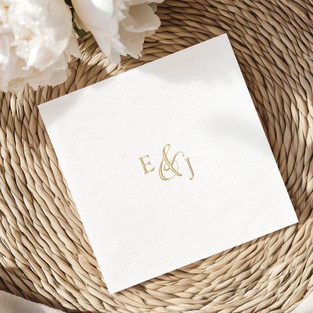 Vintage Script Gold Foil Metallic Monogram Wedding Napkins (Vintage Script Gold Foil Metallic Monogram Wedding Foil Napkins)