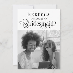 Vintage Script & Photo Retro Bridesmaid Proposal Announcement