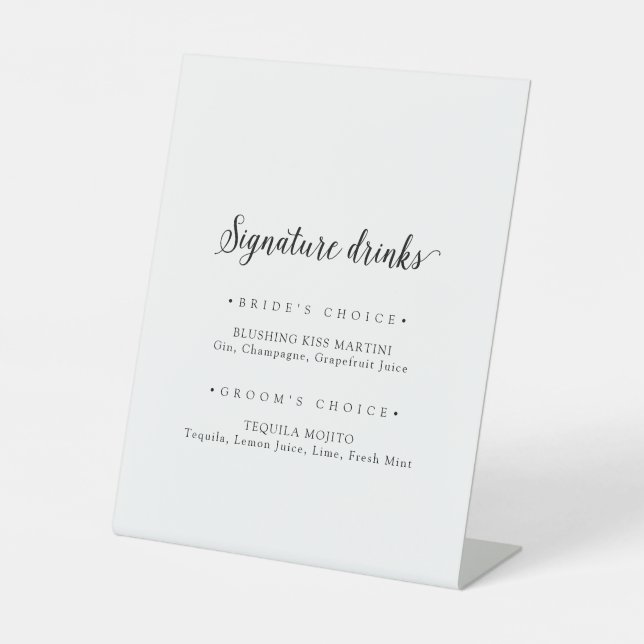 Vintage Script Signature Drinks Pedestal Sign (Front)