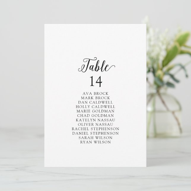 Vintage Script Table Number Seating Chart Cards (Standing Front)