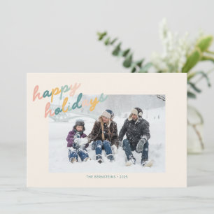 Vintage Script Typography Pastel Photo Happy Holiday Card