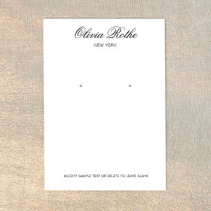 Vintage Script White Earring Display Card