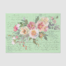 Vintage script with pink and white roses