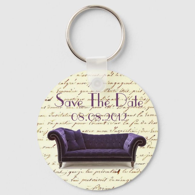 vintage scripts paris chandelier wedding key ring (Front)