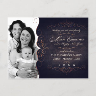 Vintage Scroll Chalkboard Christmas photo card