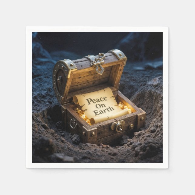 Vintage Scroll In a Treasure Chest Napkin (Front)