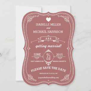 Vintage Scroll in Green Wedding Save the Date
