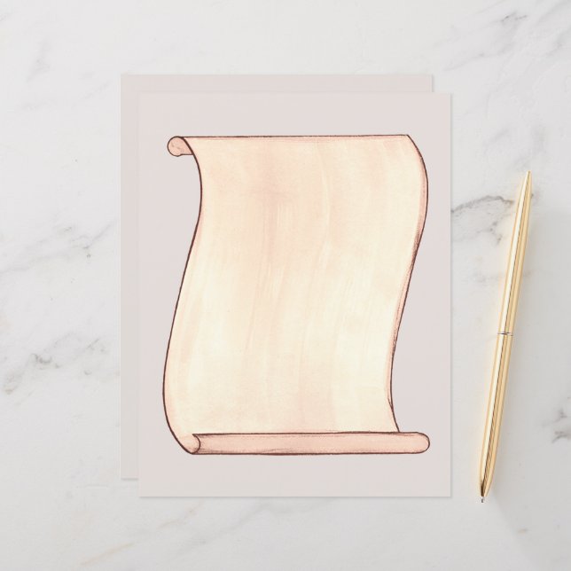 Vintage Scroll Scrapbook Journal Paper (Front/Back In Situ)