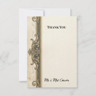 Vintage Scroll Wedding Thank You Card