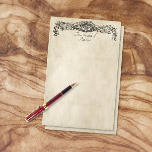 Vintage Scroll Work Old Parchment Add Your Name Stationery