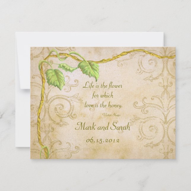 Vintage Scrolls & Entwining Vine  RSVP Card (Front)