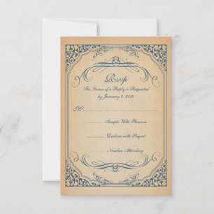 Vintage Scrolls Frame Weddong RSVP Card