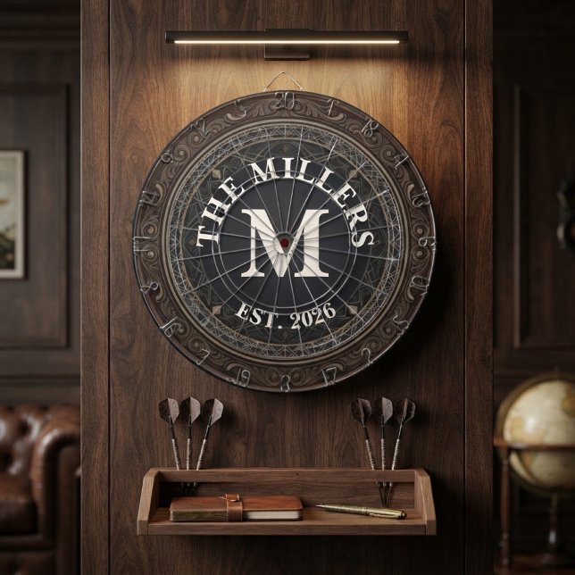Vintage Scrollwork Family Monogram  Dartboard (Creator Uploaded)
