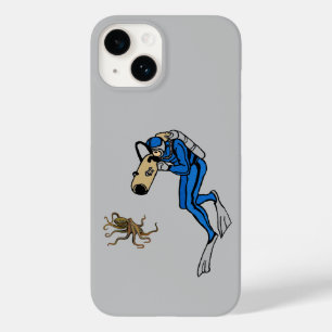 Vintage SCUBA Diver Photographing an Octopus URM Case-Mate iPhone 14 Case