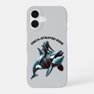 Vintage SCUBA Diver Riding a Big Killer Whale URM iPhone 16 Case