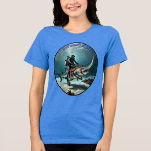 Vintage SCUBA Diving Diver Riding a Sawfish URM Tri-Blend Shirt