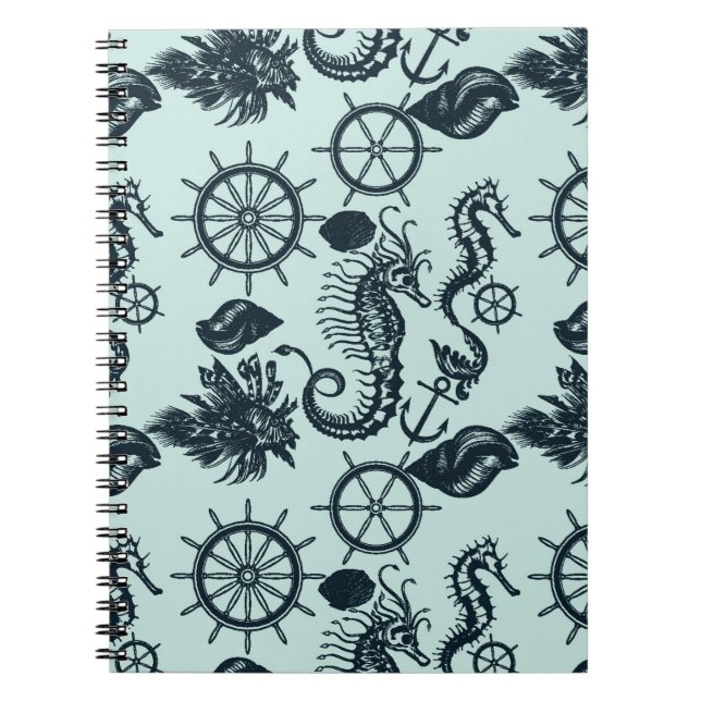 Vintage Sea Animal Pattern Notebook (Front)