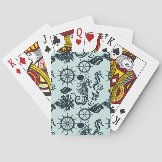 Vintage Sea Animal Pattern Playing Cards (Back)