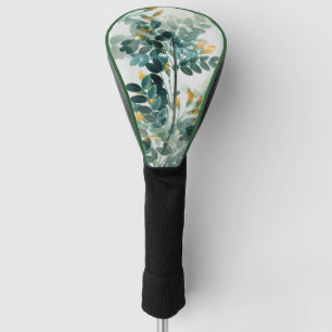 Vintage Sea Green Foliage Leaves Elegant Pattern Golf Head Cover