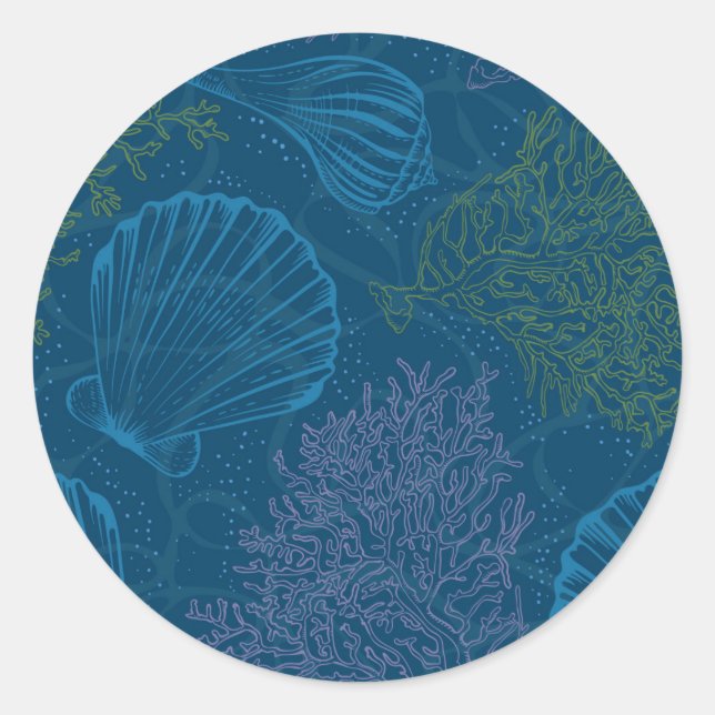 Vintage Sea Pattern Classic Round Sticker (Front)