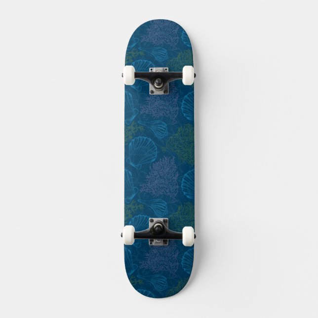 Vintage Sea Pattern Skateboard (Front)