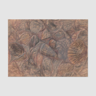 Vintage Sea Shells Ocean Beach Brown Decoupage Tissue Paper