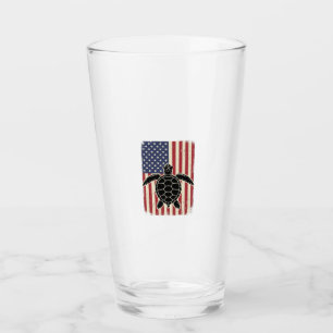 Vintage Sea Turtle American Flag Patriotic Shirt D Glass