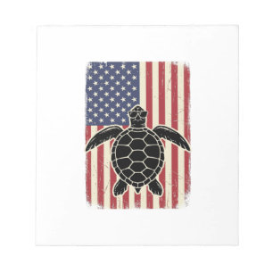 Vintage Sea Turtle American Flag Patriotic Shirt D Notepad