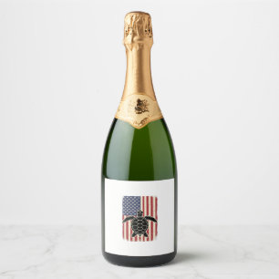 Vintage Sea Turtle American Flag Patriotic Shirt D Sparkling Wine Label