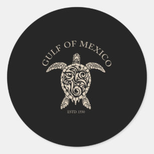 Vintage Sea Turtle Gulf Of Mexico Est 1550 Anti Tr Classic Round Sticker