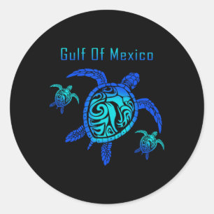 Vintage Sea Turtle Gulf Of Mexico Est 1550 Anti Tr Classic Round Sticker