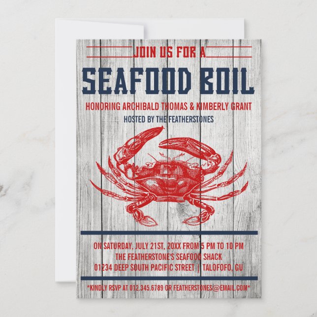 Vintage Seafood Boil Party Invitations (Front)