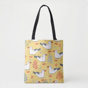 Vintage Seagull Leaves Natural Pattern Tote Bag