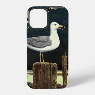 Vintage Seagull Perched Pier, Marine Birds Animals iPhone 12 Case